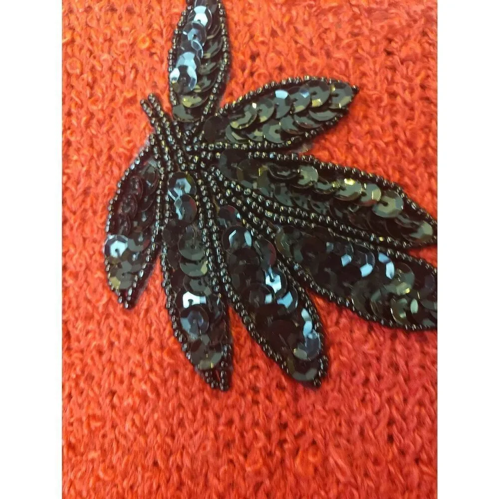 VINTAGE LE CHOIS Sequin Applique Cap Sleeve Sweater Medium